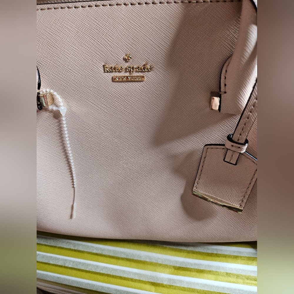 NWOT Kate Spade Blush Pink Crosshatch Leather Satchel Handbag w/ Crossbody Strap - Picture 14 of 16